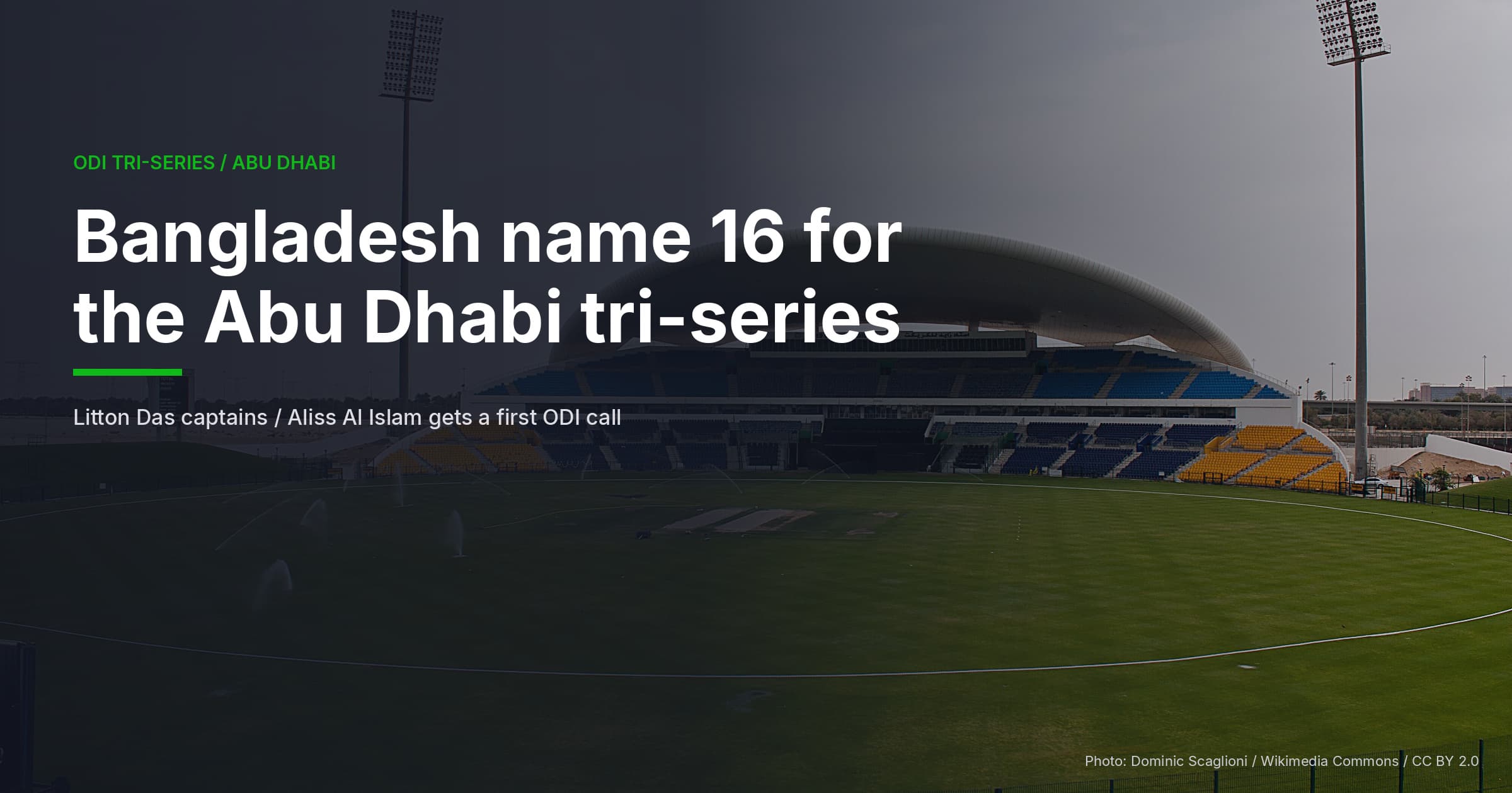 Bangladesh ODI Squad Names Aliss Al Islam For Abu Dhabi Tri-Series