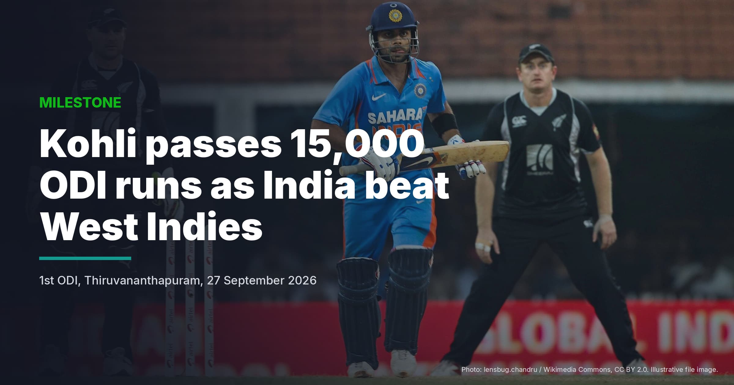 Kohli Passes 15,000 ODI Runs As India Take Series Lead