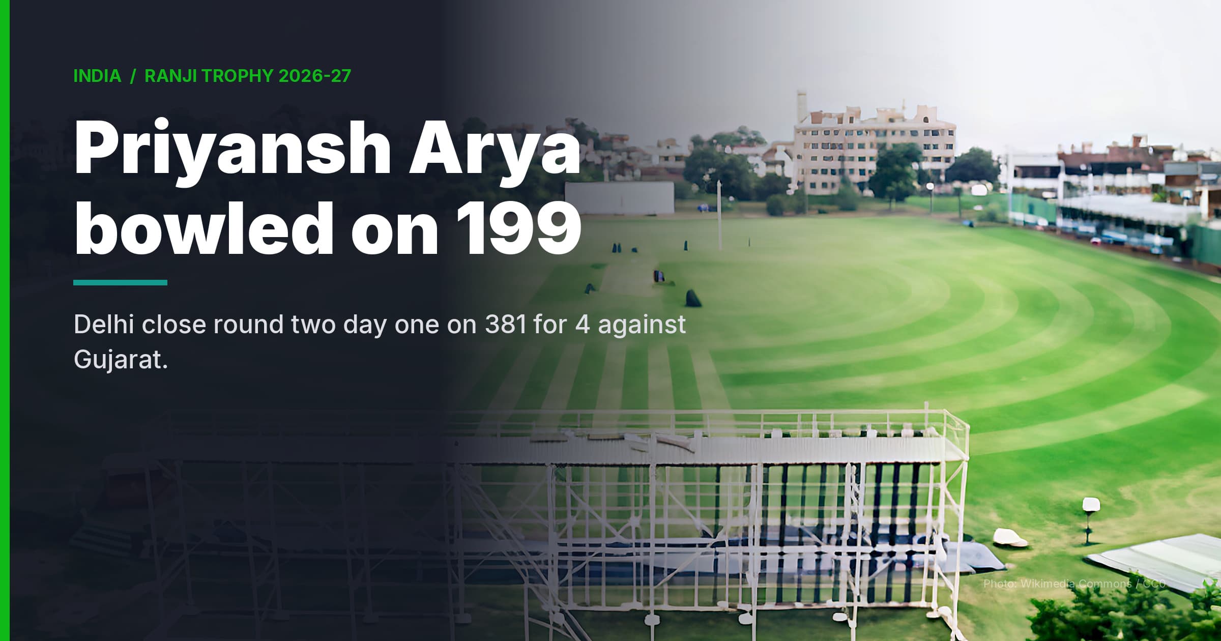 Priyansh Arya Bowled On 199 As Ranji Trophy Round Two Begins