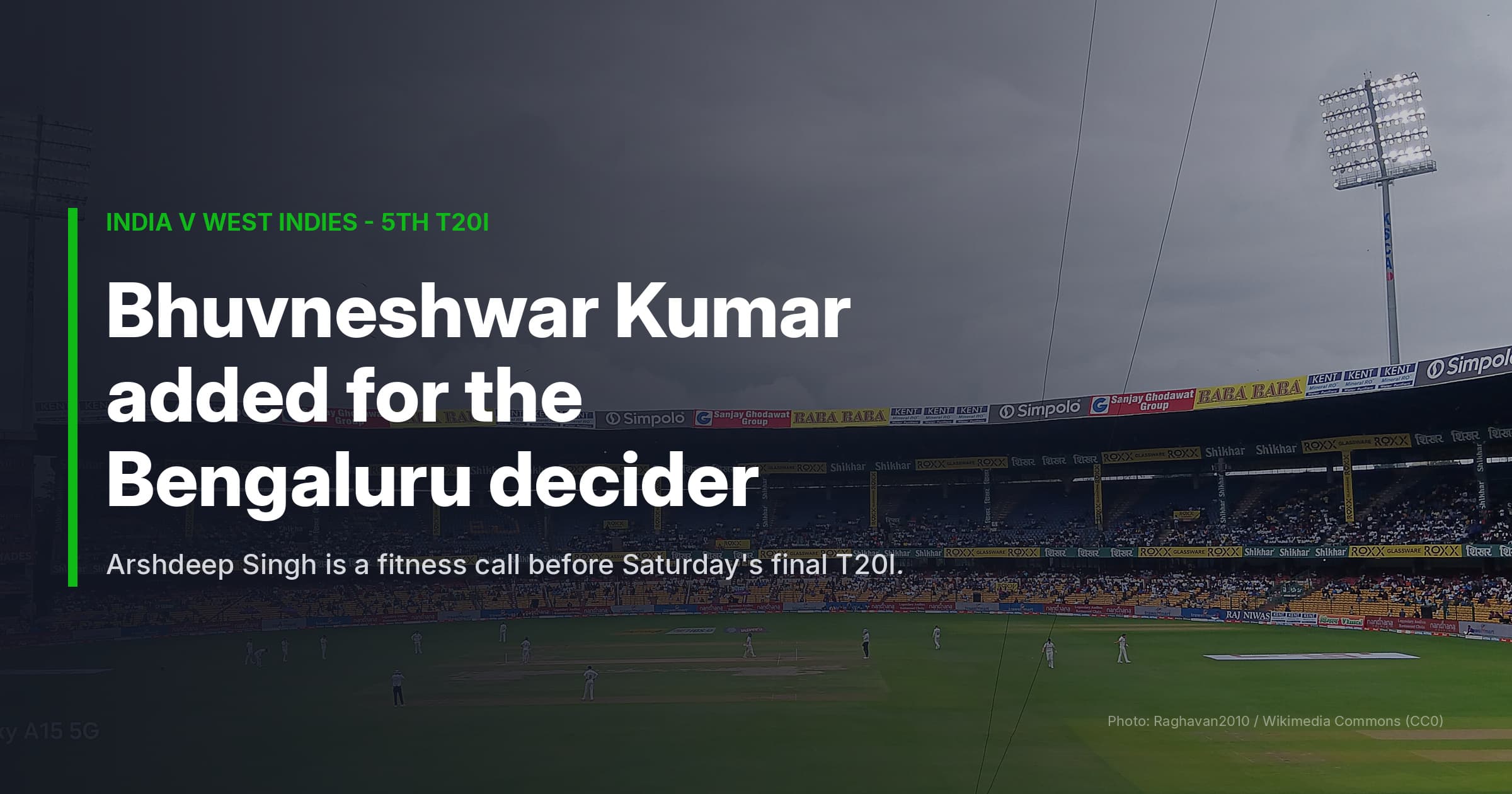 Bhuvneshwar Kumar Called Into India Squad For Bengaluru Decider