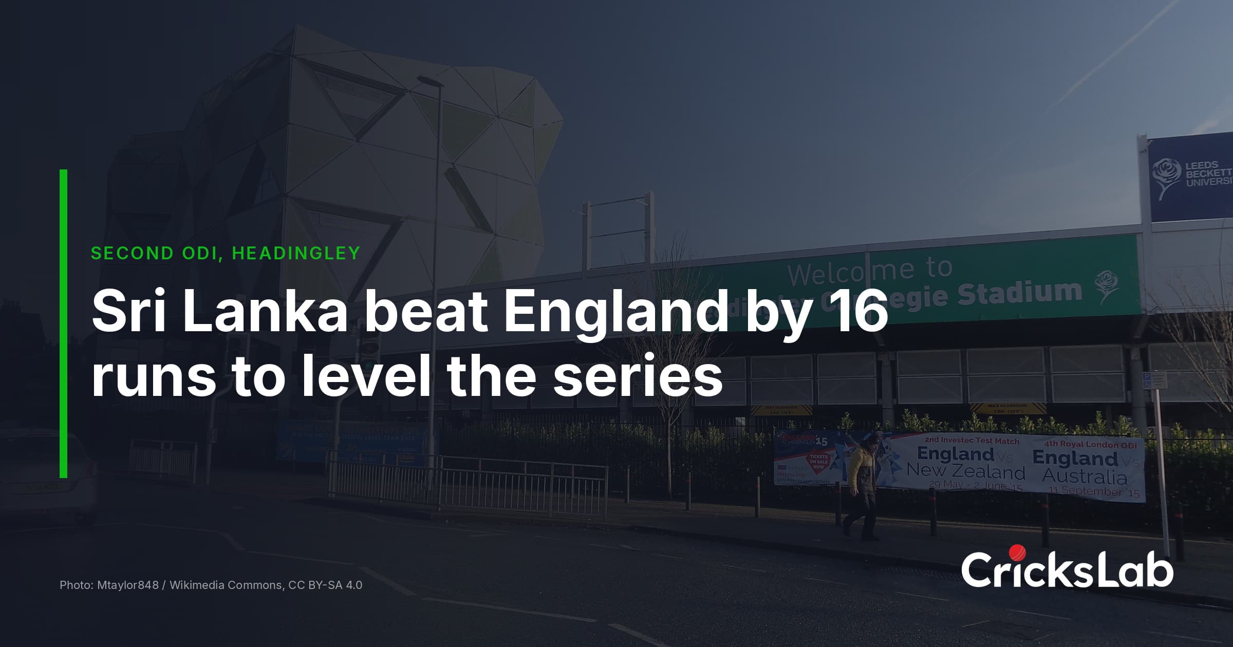 Sri Lanka Beat England By 16 Runs To Level ODI Series At Headingley