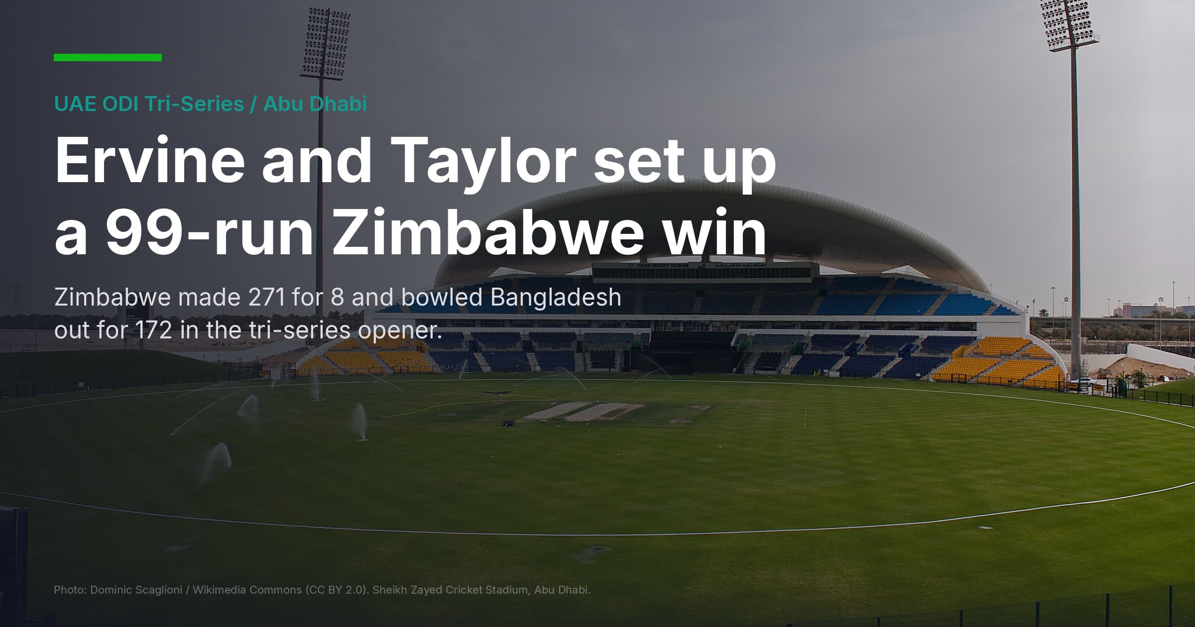 Zimbabwe Beat Bangladesh By 99 Runs In Tri-Series Opener