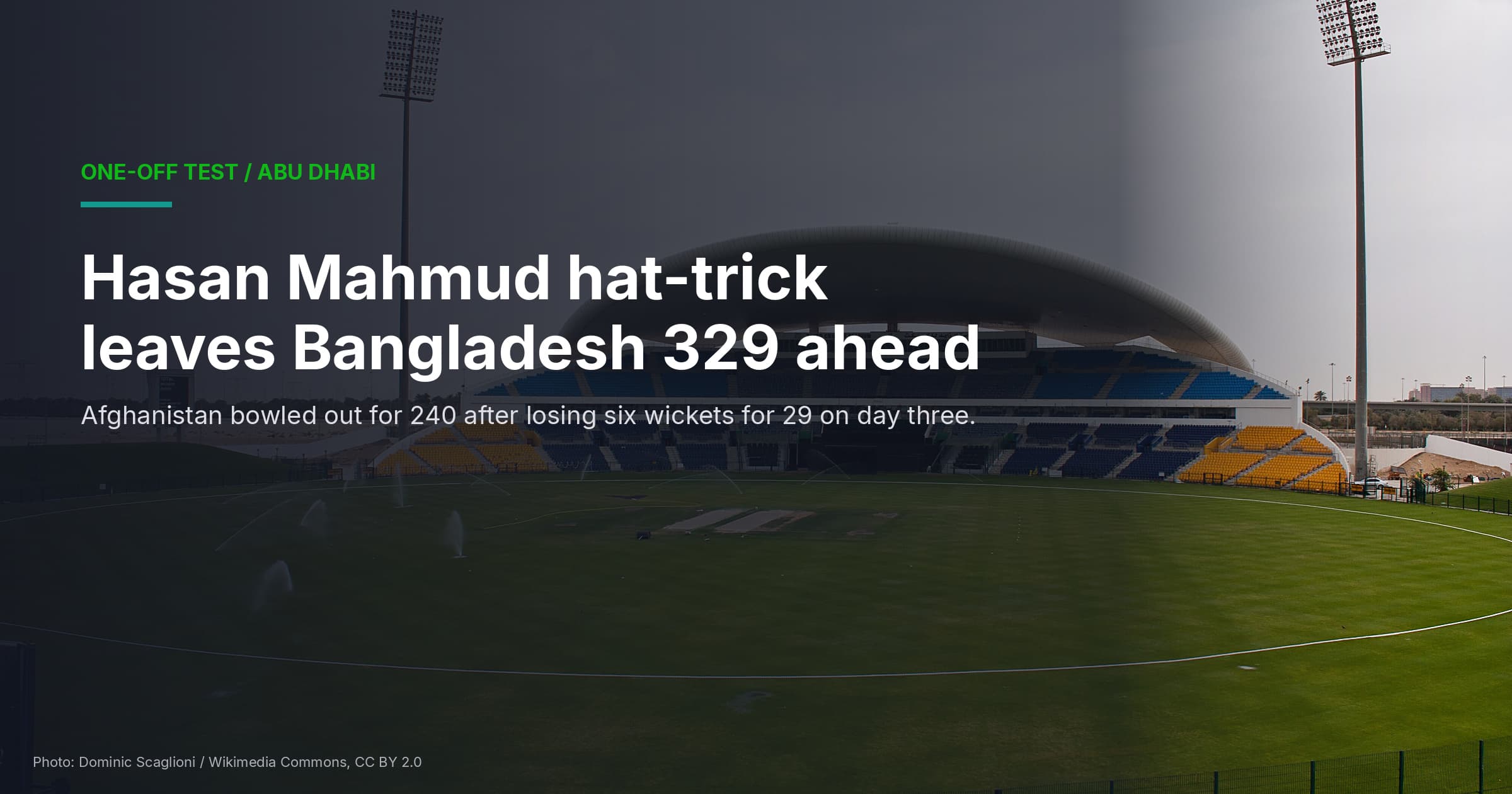 Hasan Mahmud hat-trick leaves Bangladesh 329 ahead in Abu Dhabi Test