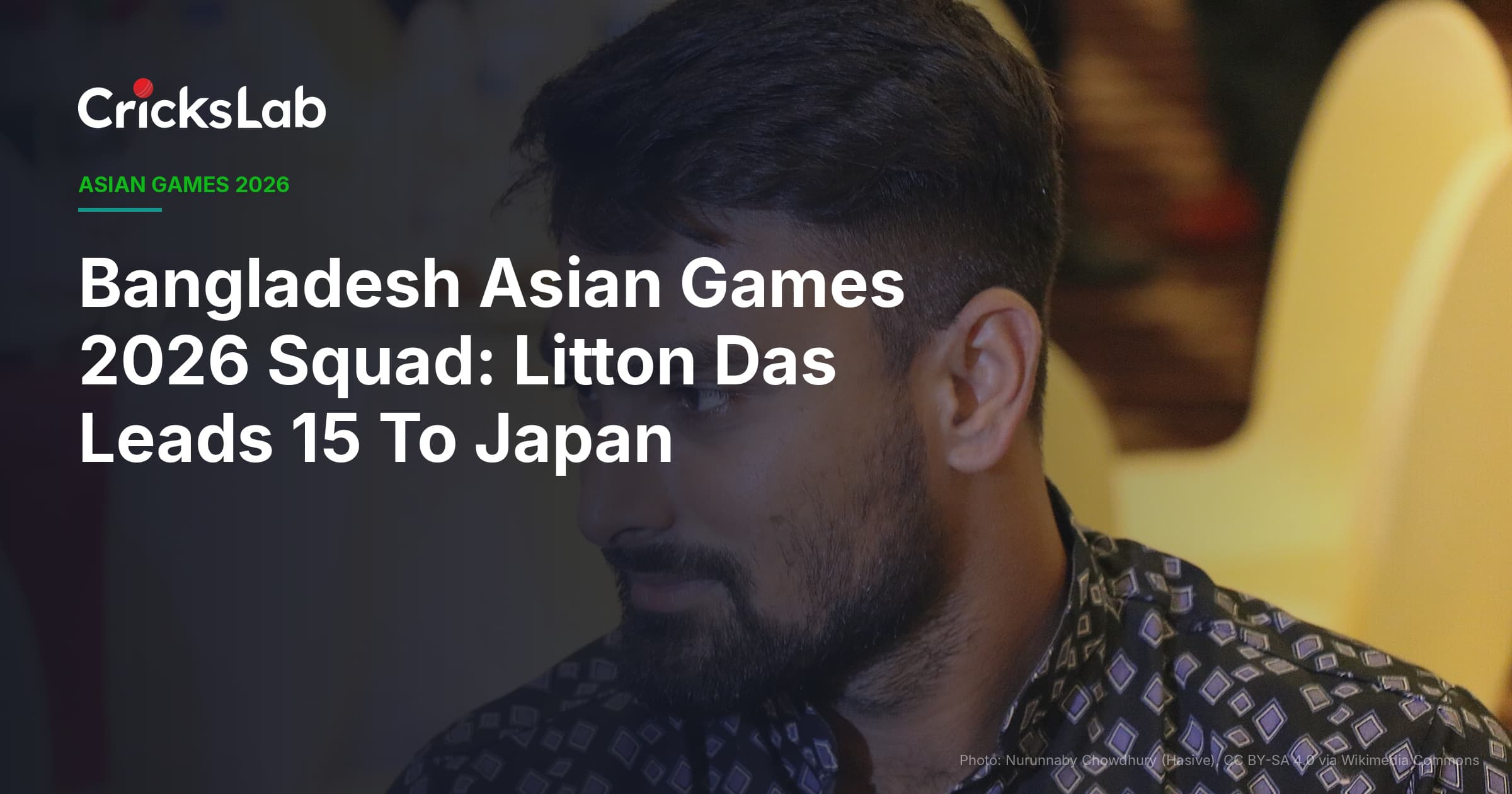 Bangladesh Asian Games 2026 Squad: Litton Das Leads 15 To Japan