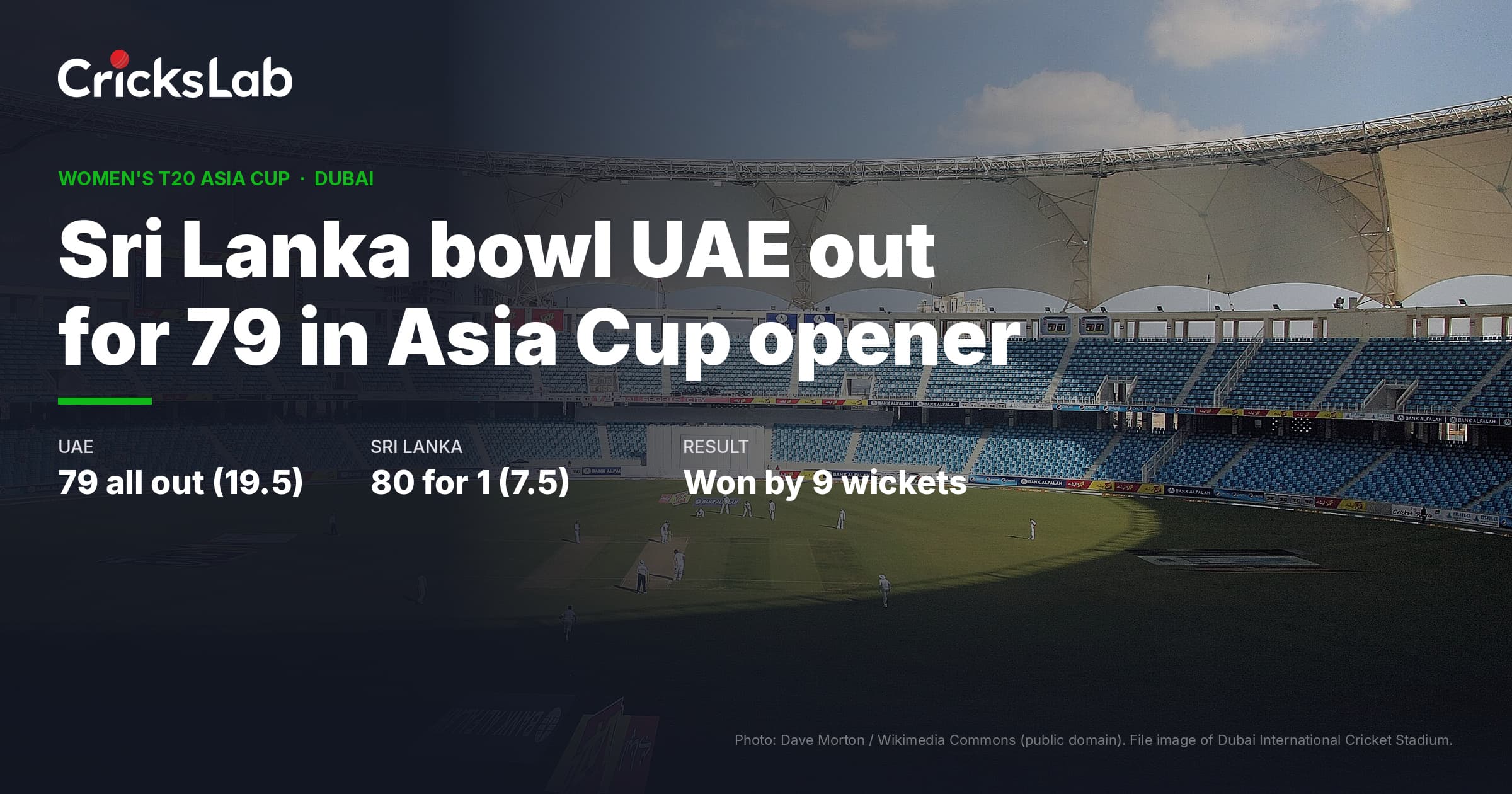Sri Lanka Bowl UAE Out For 79 In Women's Asia Cup Opener