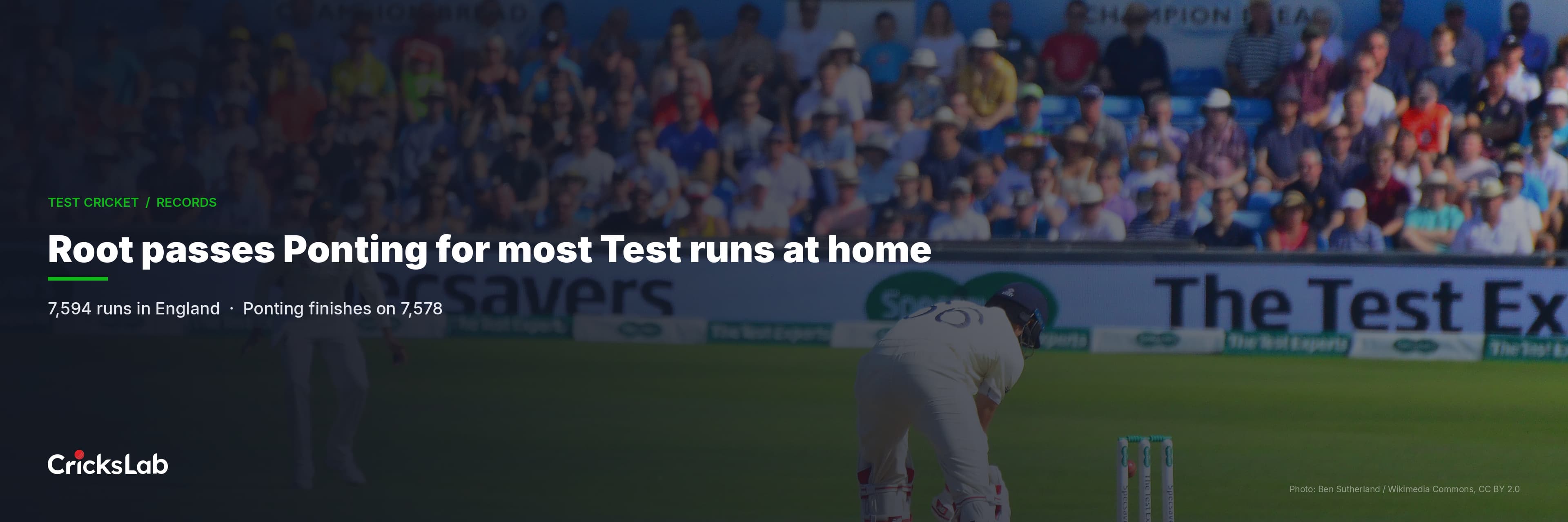 Root Passes Ponting For Most Test Runs At Home