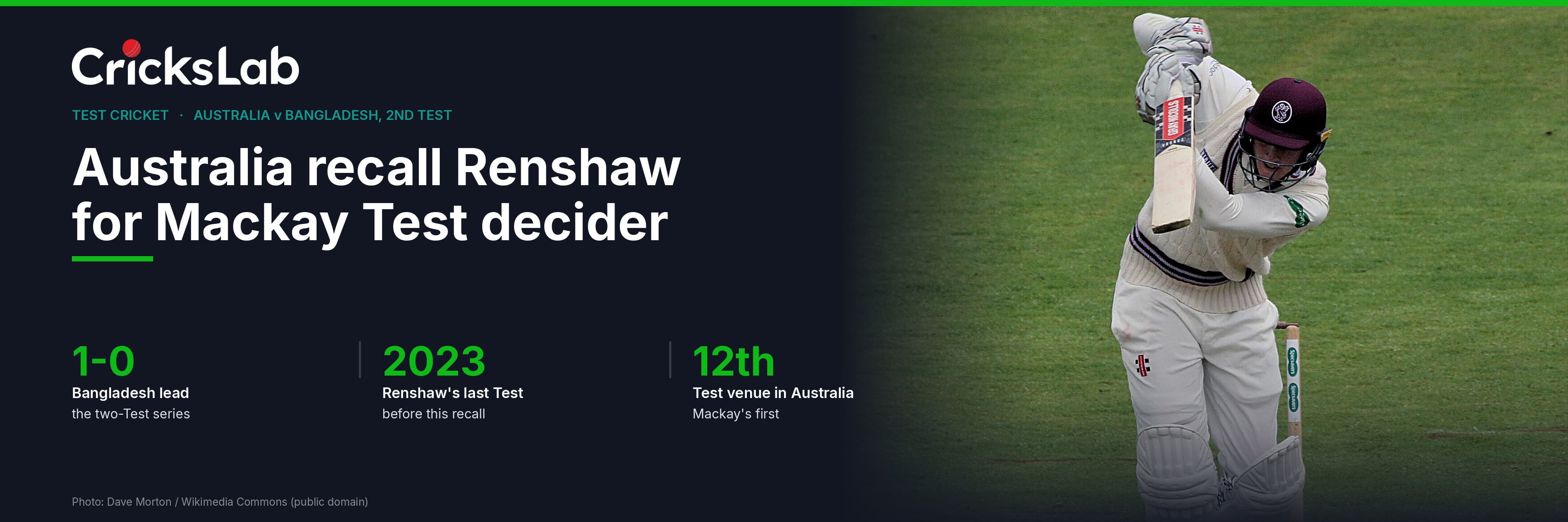 Australia Recall Renshaw And Name XI For Mackay Test Decider
