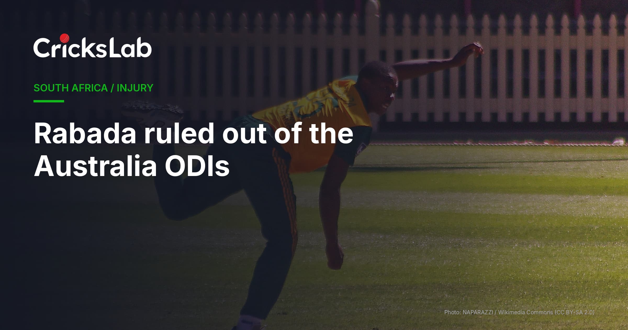Kagiso Rabada Ruled Out Of Australia ODIs With Hamstring Injury