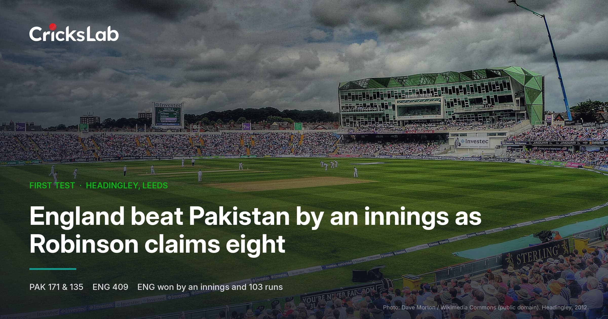 England Beat Pakistan By An Innings As Robinson Claims Eight