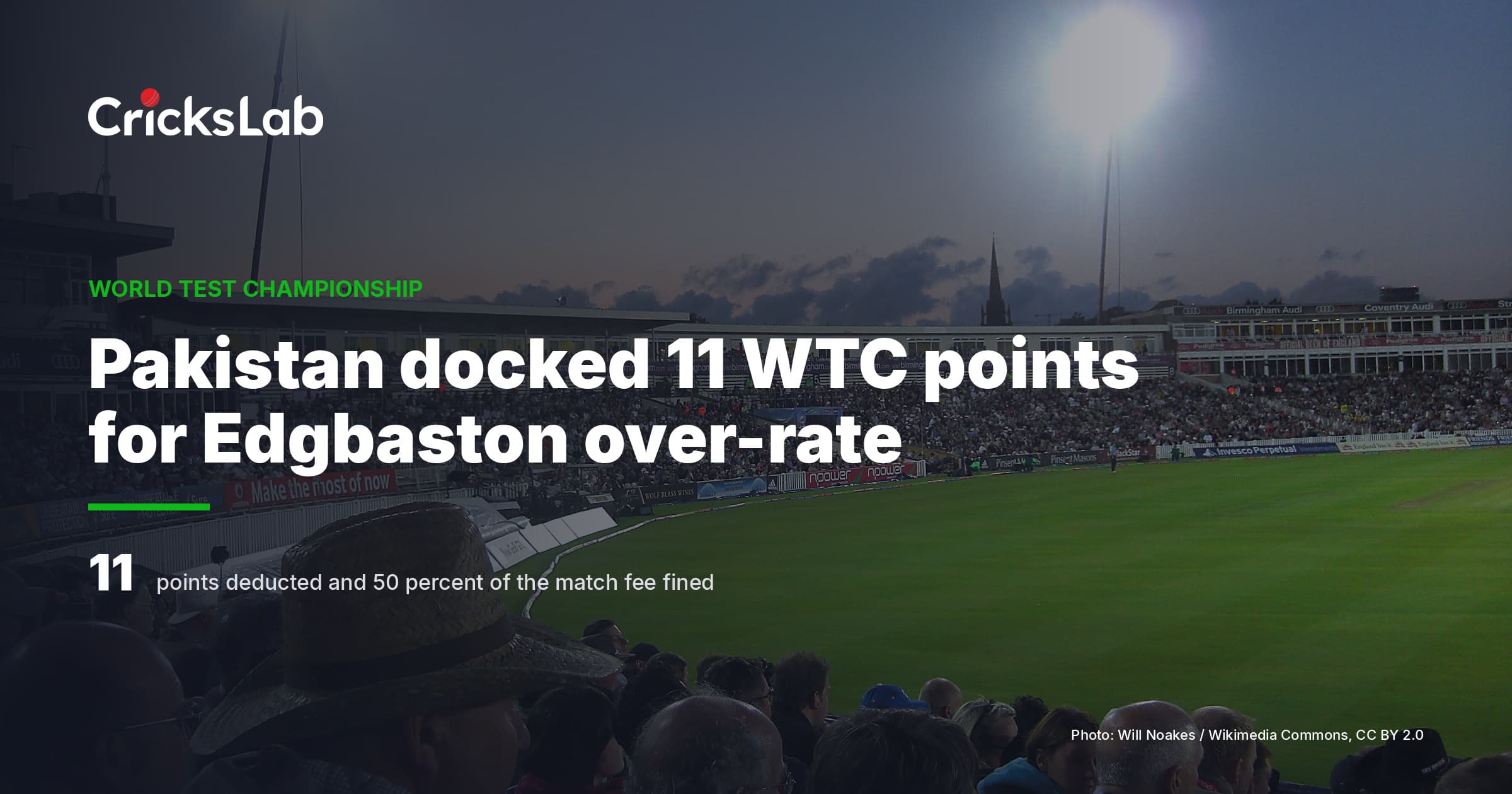 Pakistan docked 11 WTC points and slip to last in the table