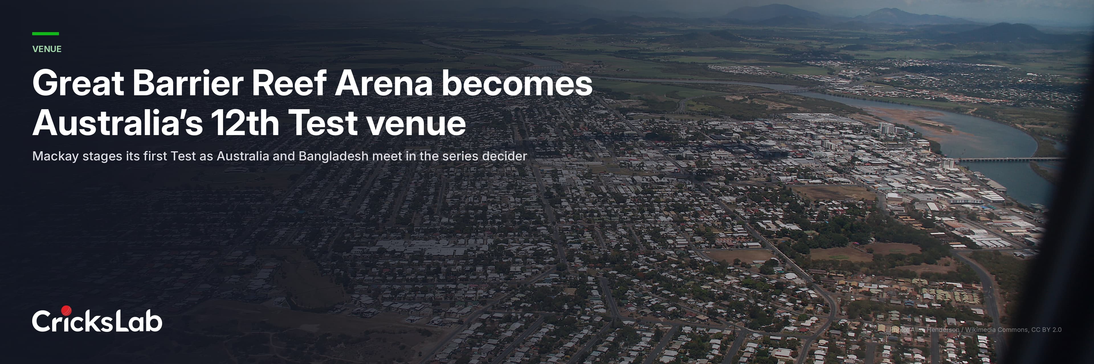 Great Barrier Reef Arena Becomes Australia's 12th Test Venue