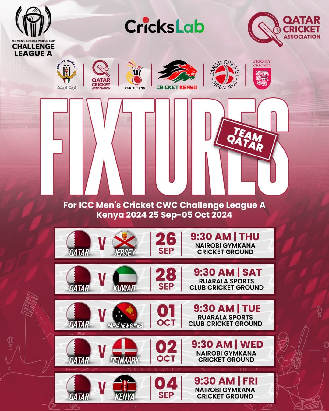 The countdown begins! ⏳ ICC Men’s Cricket CWC Challenge League A fixtures are here