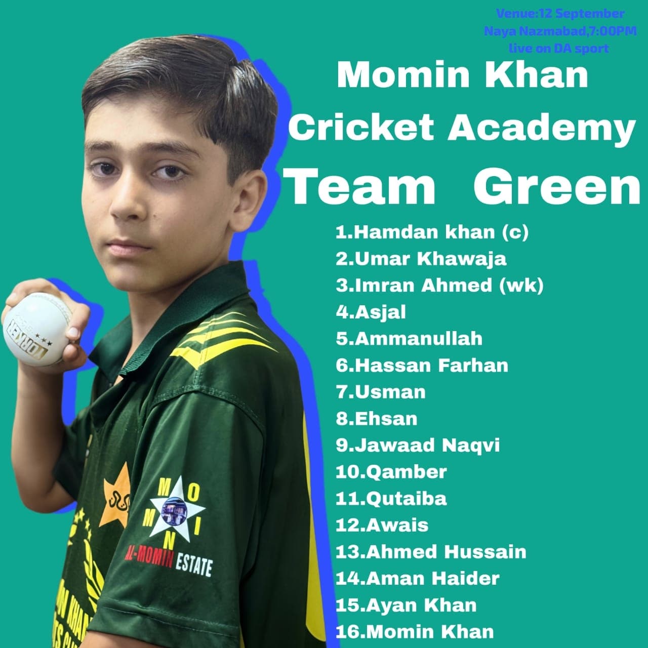 Momin Khan Cricket Academy Green team logo