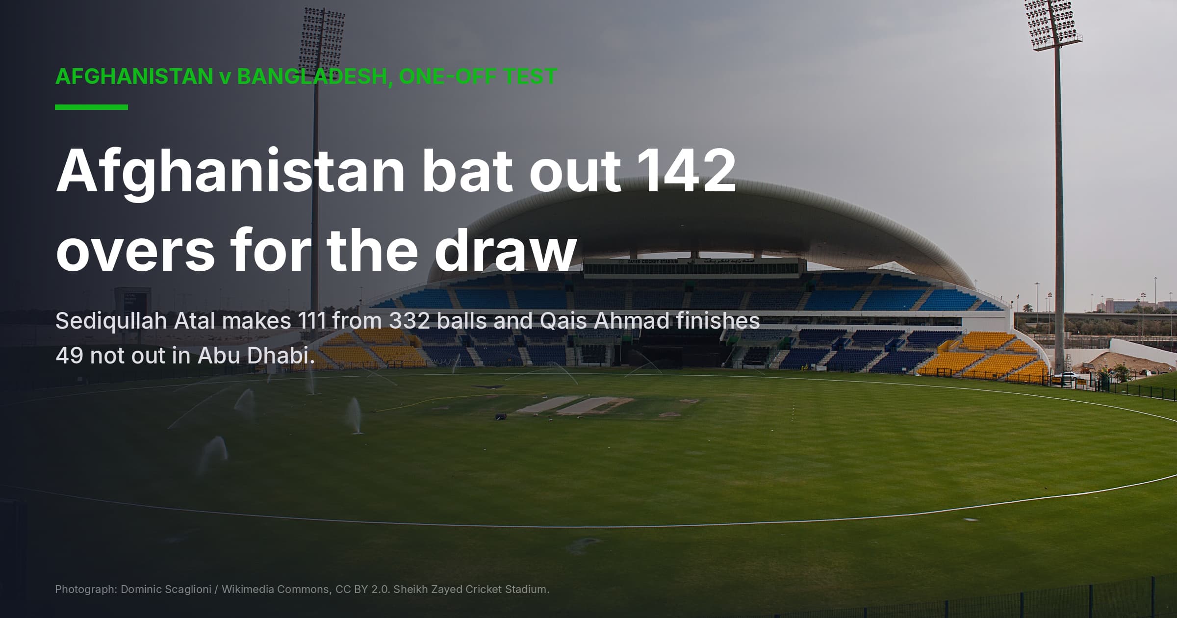 Afghanistan vs Bangladesh Test: 346 For 8 Saves The Draw In Abu Dhabi