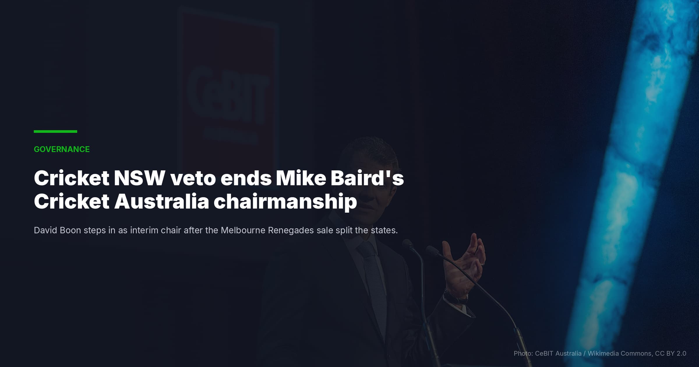 Mike Baird Quits As Cricket Australia Chair After Cricket NSW Pulls Support